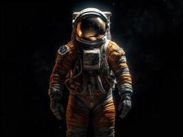 astronauta en traje espacial en contra el antecedentes de el noche cielo creado con generativo ai tecnología foto