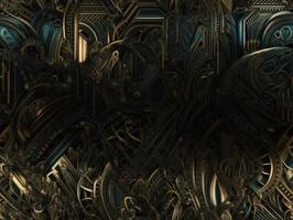 Dark black and gold Geometric grid background Modern dark abstract texture Created with technology. photo