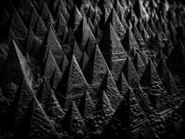 Futuristic abstract pyramid geometric dark black background created with technology photo