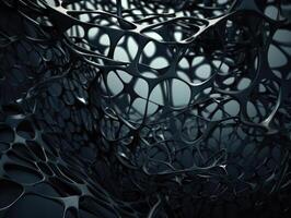 Dark black abstract background An abstract image featuring organic shapes and lines that intersect and overlap created with technology. photo
