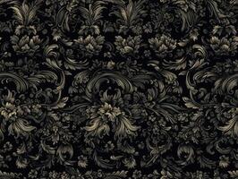 Seamless pattern Royal vintage Victorian Gothic background Rococo venzel and whorl created with technology. photo