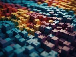 Futuristic plastic cubes background Abstract geometric mosaic grid Square tiles pattern technology photo
