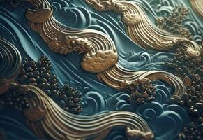 Asian line wave pattern created with technology. photo