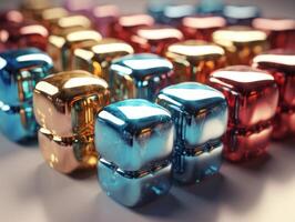 Futuristic glass cubes background Abstract geometric mosaic grid Square tiles pattern technology photo