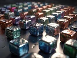 Futuristic glass cubes background Abstract geometric mosaic grid Square tiles pattern technology photo