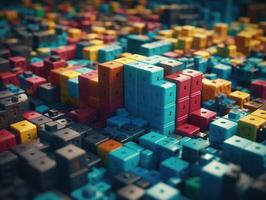 Futuristic plastic cubes background Abstract geometric mosaic grid Square tiles pattern technology photo