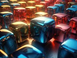 Futuristic glass cubes background Abstract geometric mosaic grid Square tiles pattern technology photo