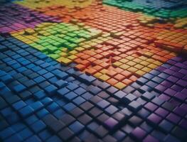 Futuristic plastic cubes background Abstract geometric mosaic grid Square tiles pattern technology photo