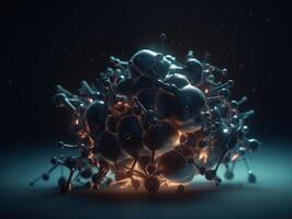 Abstract molecule model on dark background Created with technology. photo