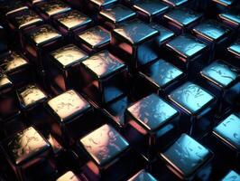 Futuristic metallic cubes background Abstract geometric mosaic grid Square tiles pattern technology photo