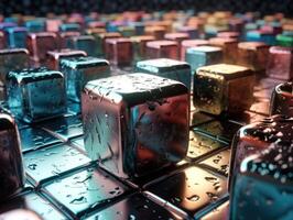 Futuristic glass cubes background Abstract geometric mosaic grid Square tiles pattern technology photo