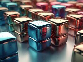 Futuristic glass cubes background Abstract geometric mosaic grid Square tiles pattern technology photo