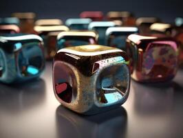 Futuristic glass cubes background Abstract geometric mosaic grid Square tiles pattern technology photo