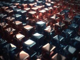 Futuristic metallic cubes background Abstract geometric mosaic grid Square tiles pattern technology photo
