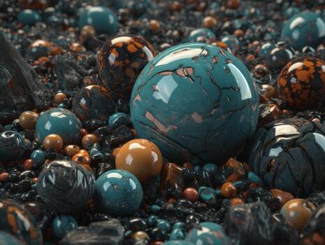 Translucent glass Stones and pebbles Abstract background with geometric shapes created with technology. photo