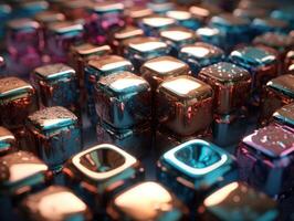 Futuristic glass cubes background Abstract geometric mosaic grid Square tiles pattern technology photo
