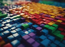 Futuristic plastic cubes background Abstract geometric mosaic grid Square tiles pattern technology photo