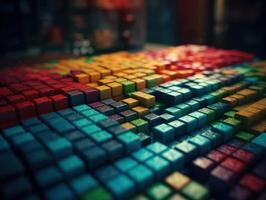 Futuristic plastic cubes background Abstract geometric mosaic grid Square tiles pattern technology photo