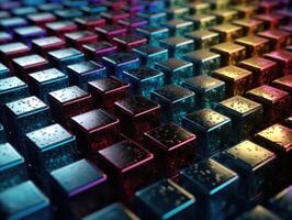 Futuristic metallic cubes background Abstract geometric mosaic grid Square tiles pattern technology photo