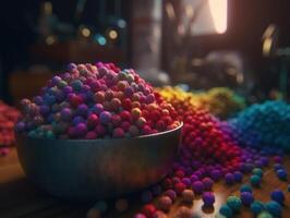 Chaotic colorful shapes. Futuristic background design with vibrant colors. Built with Technology photo