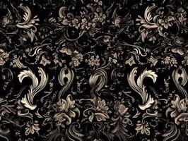 Seamless pattern Royal vintage Victorian Gothic background Rococo venzel and whorl created with technology. photo