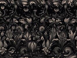 Seamless pattern Royal vintage Victorian Gothic background Rococo venzel and whorl created with technology. photo