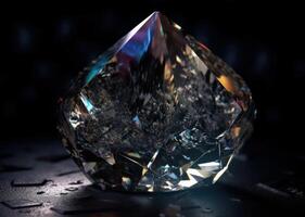 Natural gemstone on black background with reflections. Created with technology photo