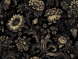 Seamless pattern Royal vintage Victorian Gothic background Rococo venzel and whorl created with technology. photo