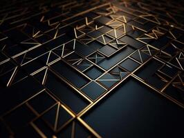 Dark black mosaic background with golden lines Art Deco luxury style texture Created with technology photo