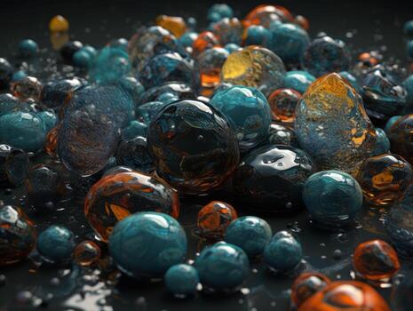 Translucent glass Stones and pebbles Abstract background with geometric shapes created with technology. photo