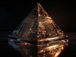 Futuristic abstract pyramid geometric background created with technology photo