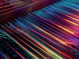 Neon lights diagonal lines on dark background Created with technology photo