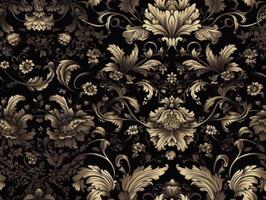 Seamless pattern Royal vintage Victorian Gothic background Rococo venzel and whorl created with technology. photo