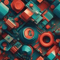 Colorful seamless geometric pattern created with technology photo