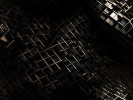 Dark black and gold Geometric grid background Modern dark abstract texture Created with technology. photo