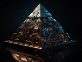 Futuristic abstract pyramid geometric background created with technology photo