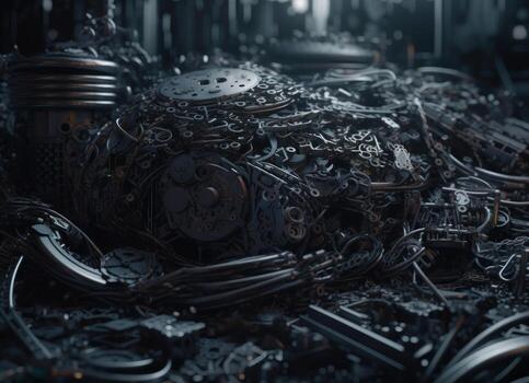 Industrial abstract technology concept gears and chains background Created with technology photo