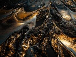 Abstract black and gold marble background. Fantasy fractal texture. Digital art. Created with technology photo