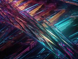 Neon lights diagonal lines on dark background Created with technology photo