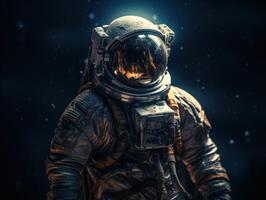 Astronaut in spacesuit against the background of the night sky Created with technology photo