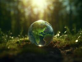 Green planet earth day nature protection concept Created with technology photo