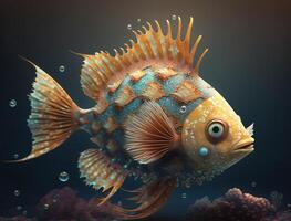 Colorful fish in the aquarium. Underwater world Created with technology photo