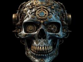 Abstract fantasy colorful mechanical skull background created with technology. photo