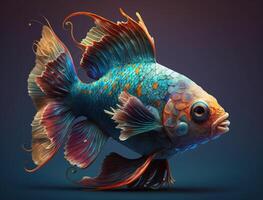 Colorful fish in the aquarium. Underwater world Created with technology photo