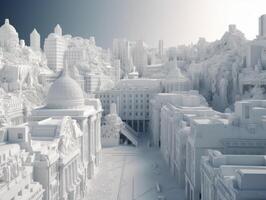 Futuristic white city landscape cityscape background Created with technology. photo