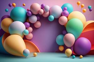 Birthday holiday background with balloons. Illustration photo