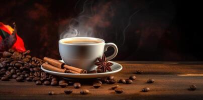 A cup of coffee with smell. Illustration photo