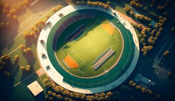 top view of soccer stadium at the afternoon, photo