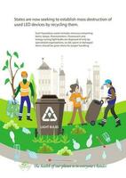 Eco friendly people garbage collector.Man with waste.People sort garbage by type into containers for recycling. Ecology concept. Flat vector illustration. Care garbage separation people sorting.