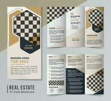 Corporate real estate trifold brochure template design vector